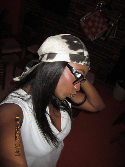 Faux Cowhide Bandana Hat