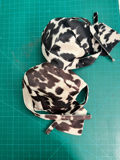 Faux Cowhide Bandana Hat
